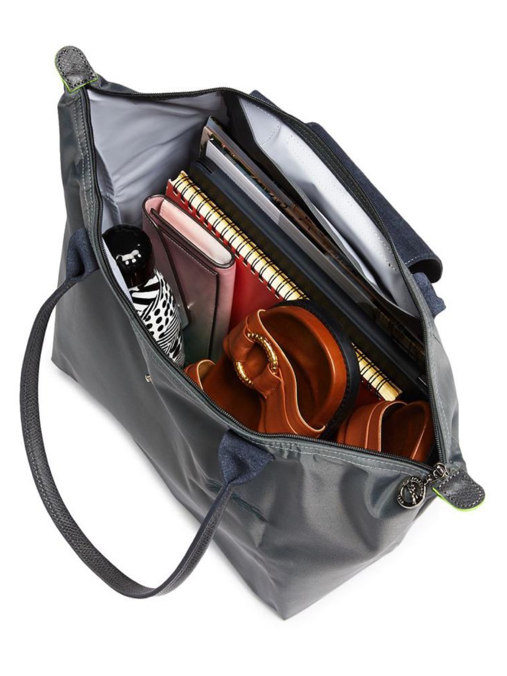 Nwt Longchamp Le Pliage Green Line Large Nylon Tote Bag In Graphite — image 6 of 8